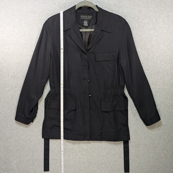 August Silk Jacket Women 6 Black 100% Silk Lightweight Button Front Pockets - Picture 7 of 14